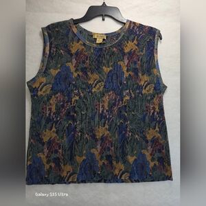 Vintage Plisse Floral 90's Y2K Sleeveless Tank Top